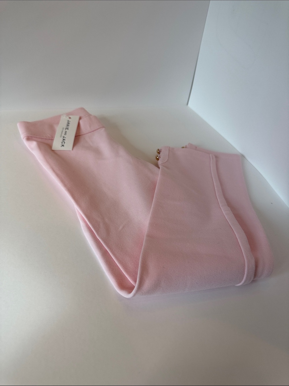 Janie and Jack Pale Pink Leggings with Gold Button Hem